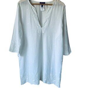 Miraclesuit X Talbots Cotton Eyelet Swim Cover Tunic White Lightweight Feminine
